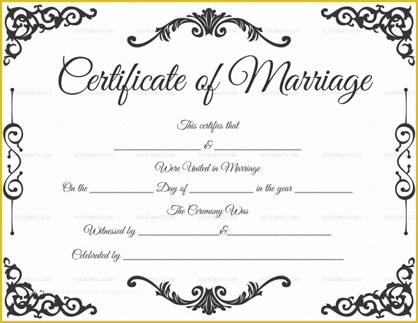 Free Marriage Certificate Template Word Of Fillable Marriage Certificate Word Pdf – Doc formats