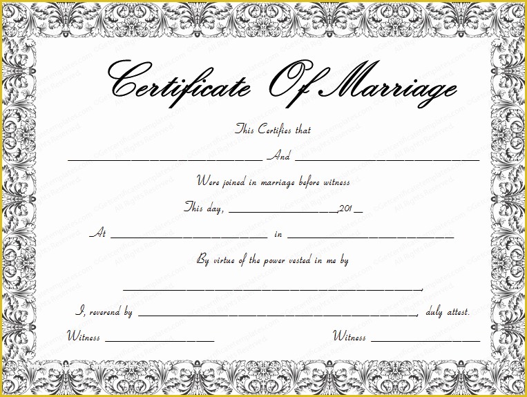 Free Marriage Certificate Template Word Of Fountain Swirls Marriage Certificate Template