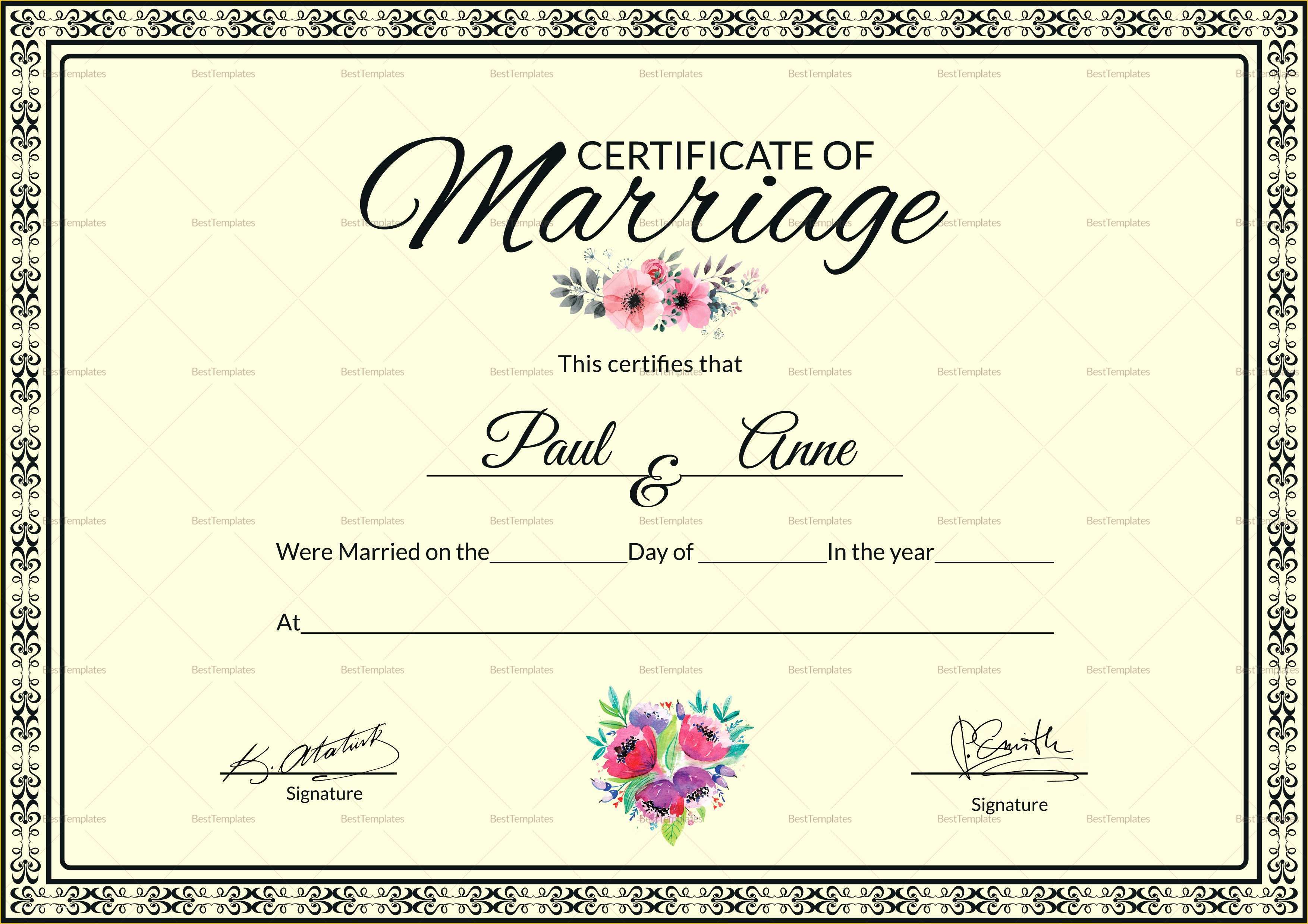 Free Marriage Certificate Template Word Of Marriage Certificate Design Template In Psd Word