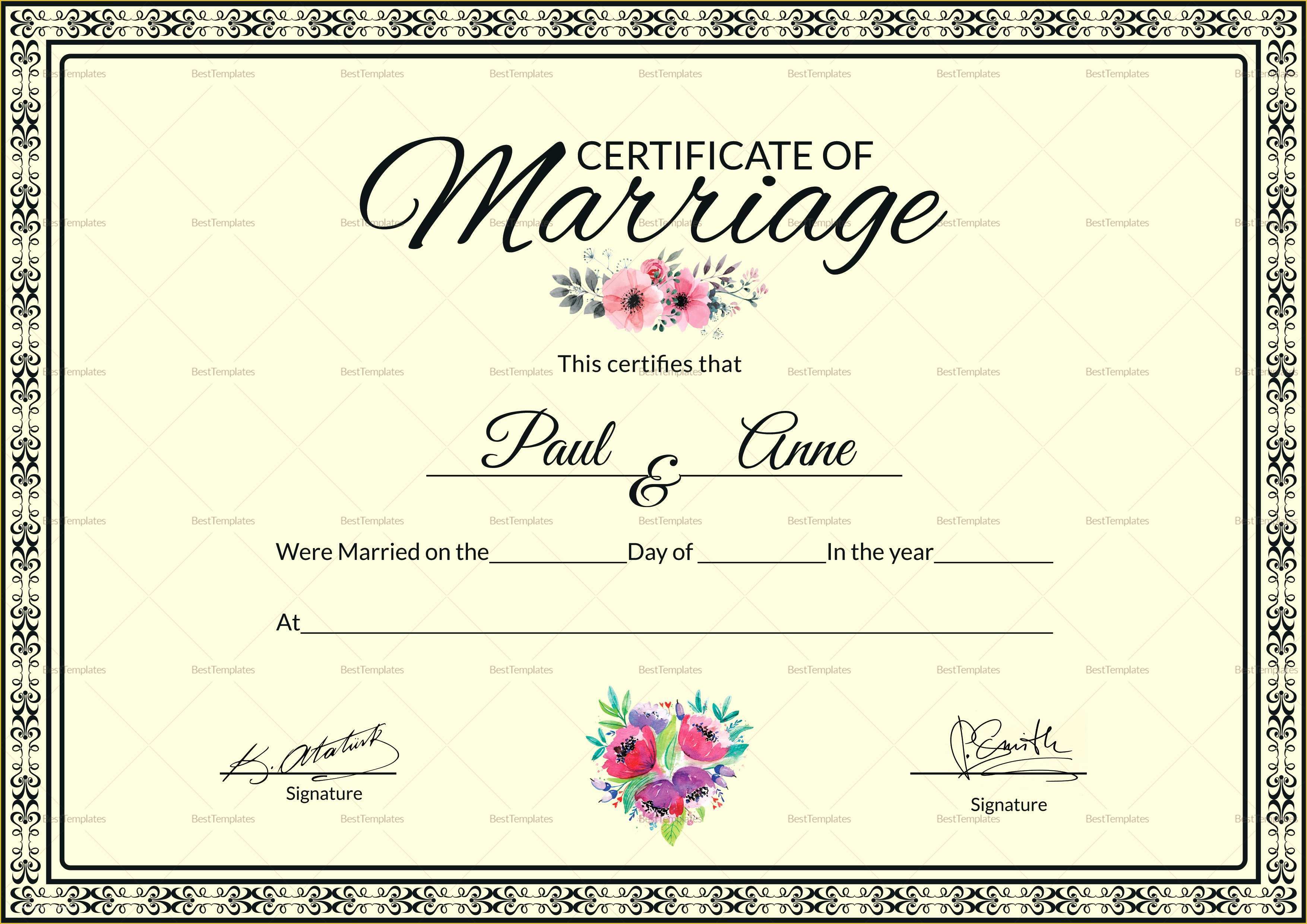 Free Marriage Certificate Template Word Of Marriage Certificate Design 