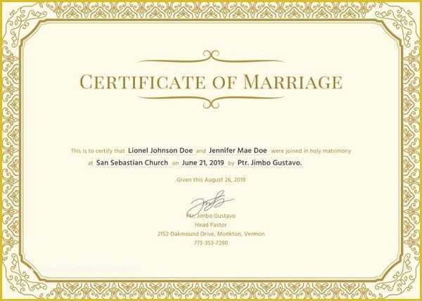 Free Marriage Certificate Template Word Of Marriage Certificate Template 12 Word Pdf Psd format