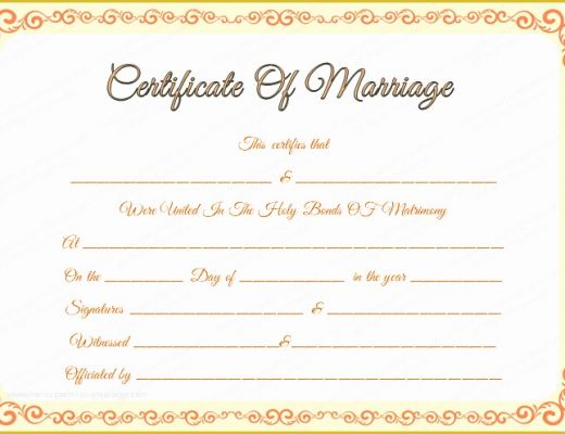 Free Marriage Certificate Template Word Of Marriage Certificate Template