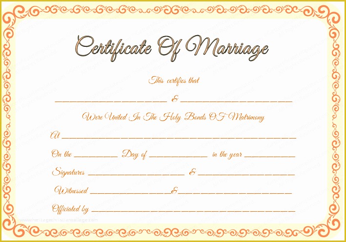 Free Marriage Certificate Template Word Of Marriage Certificate Template