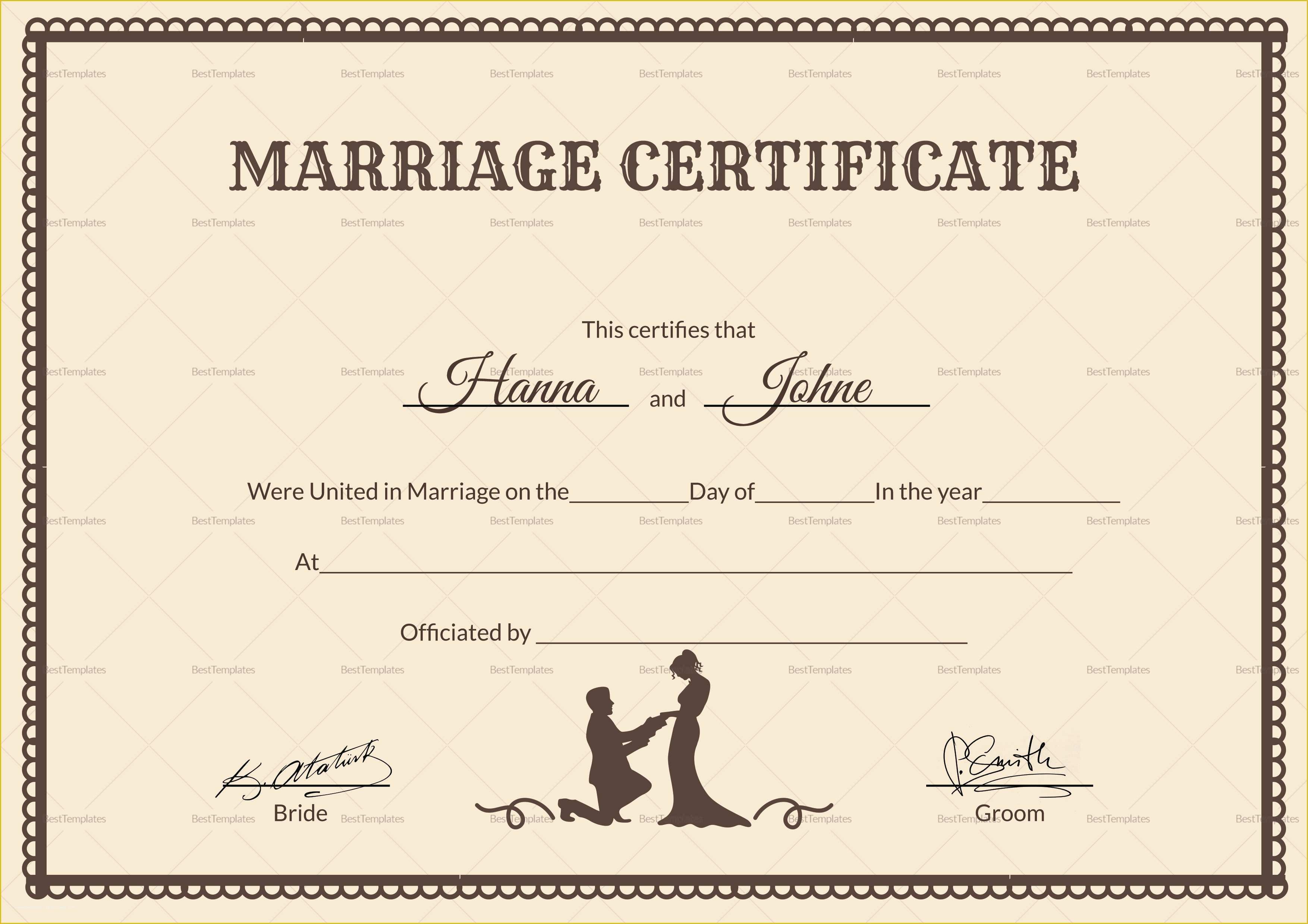 Free Marriage Certificate Template Word Of Vintage Marriage Certificate Design Template In Psd Word