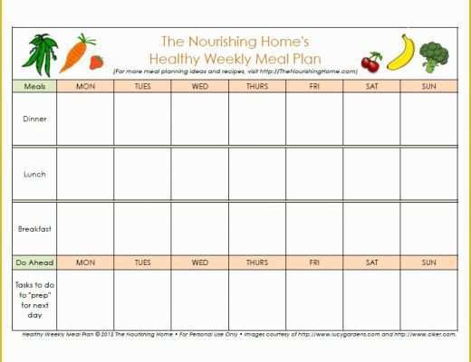 Free Meal Planner Template Of 40 Weekly Meal Planning Templates Template Lab
