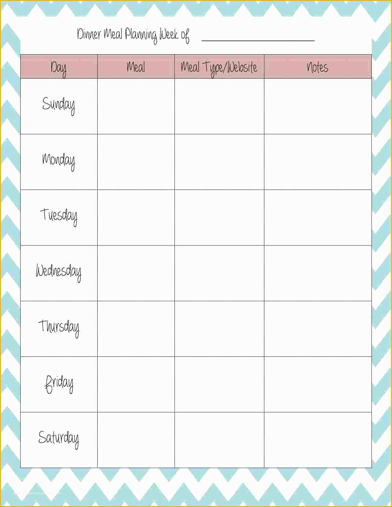 Free Meal Planner Template Of 7 Dinner Planner Template