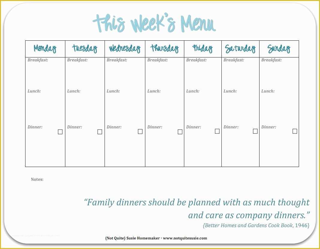 Free Meal Planner Template Of Free Printable Weekly Meal Planner Not Quite Susie