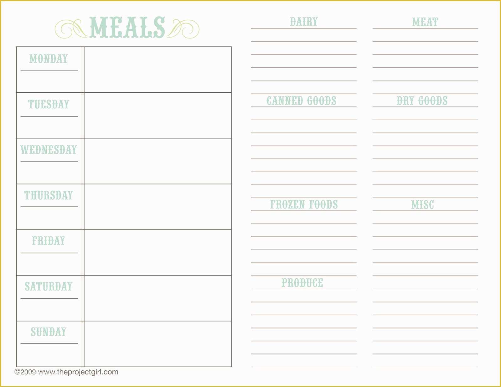 Free Meal Planner Template Of Meal Planner Template