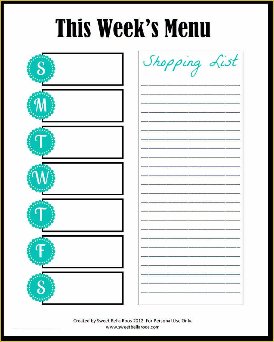 Free Meal Planner Template Of Menu Planning