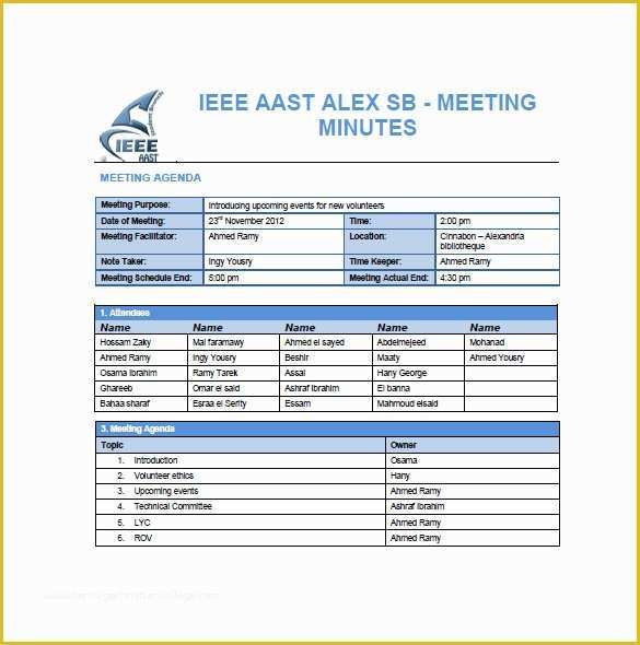 Free Meeting Minutes Template Word Of 13 Project Meeting Minutes Templates Doc Pdf Excel