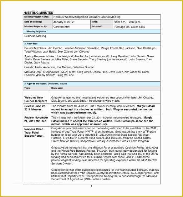 Free Meeting Minutes Template Word Of 26 Minutes Templates Word Excel Pdf
