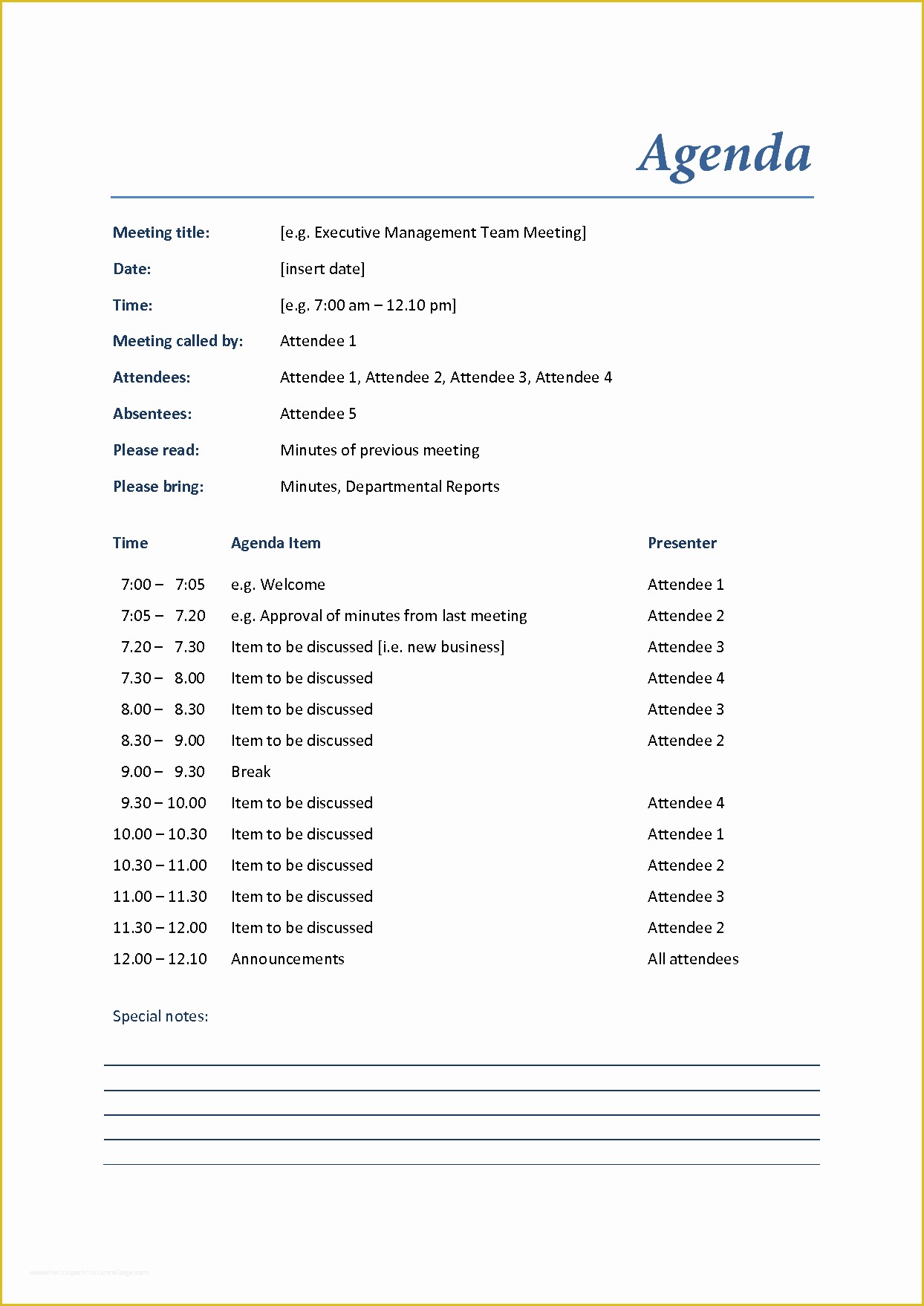 Free Meeting Minutes Template Word Of 3 Meeting Agenda Examples Bookletemplate