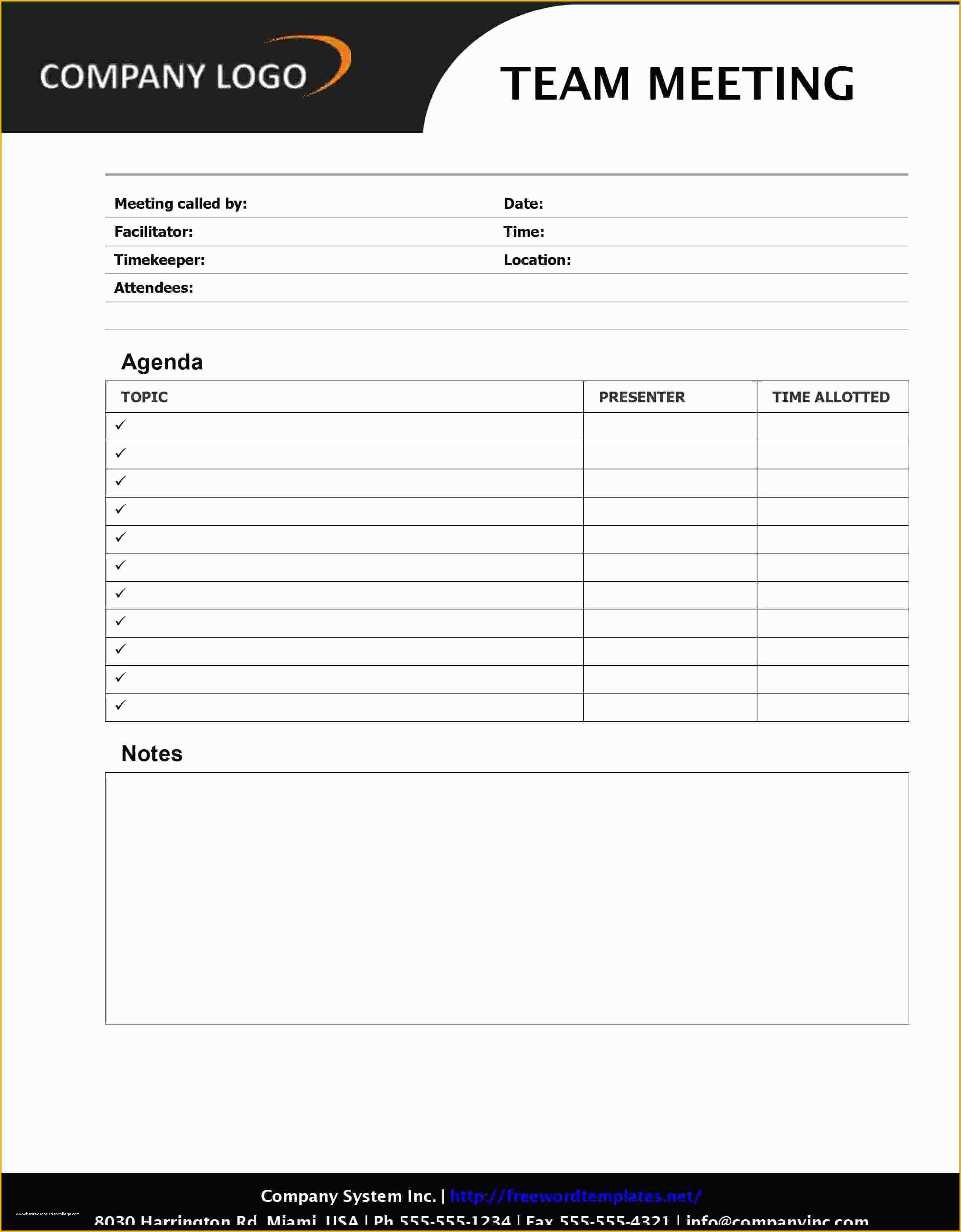 Free Meeting Minutes Template Word Of 5 Team Meeting Agenda Template