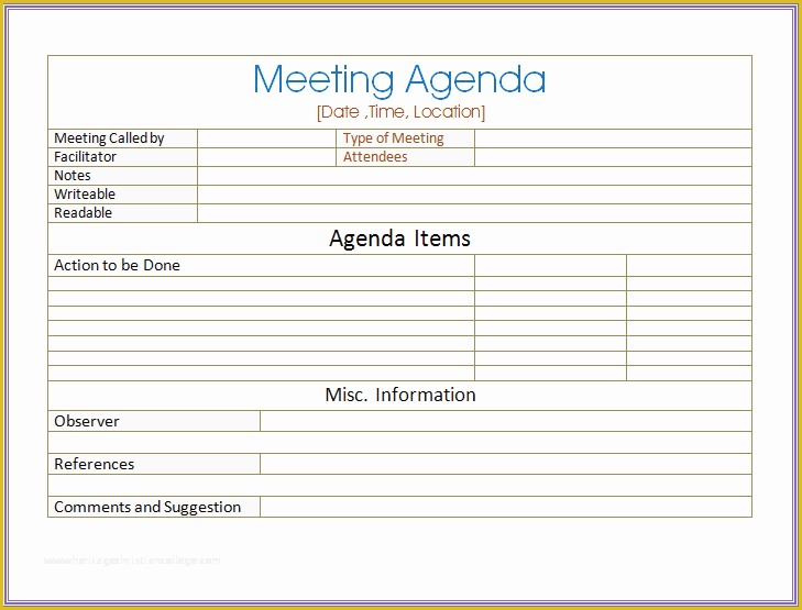 Informal Meeting Minutes Template