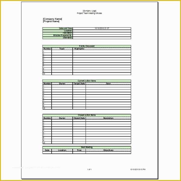 Free Meeting Minutes Template Word Of Free Downloads Microsoft Word or Excel Team Meeting