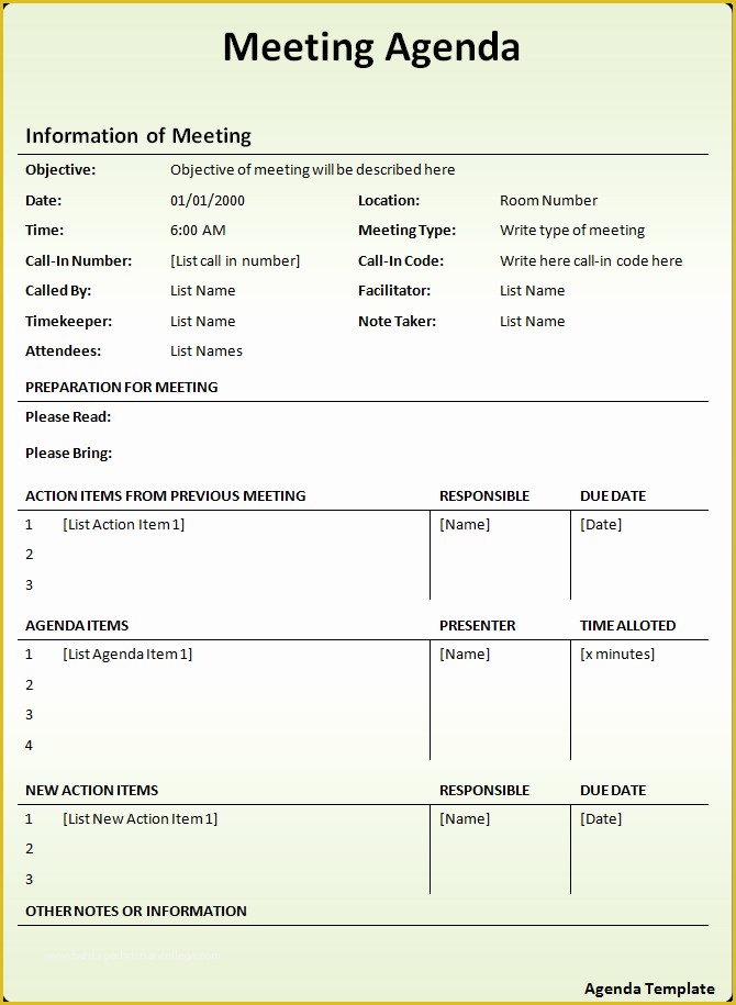 Free Meeting Minutes Template Word Of Meeting Agenda