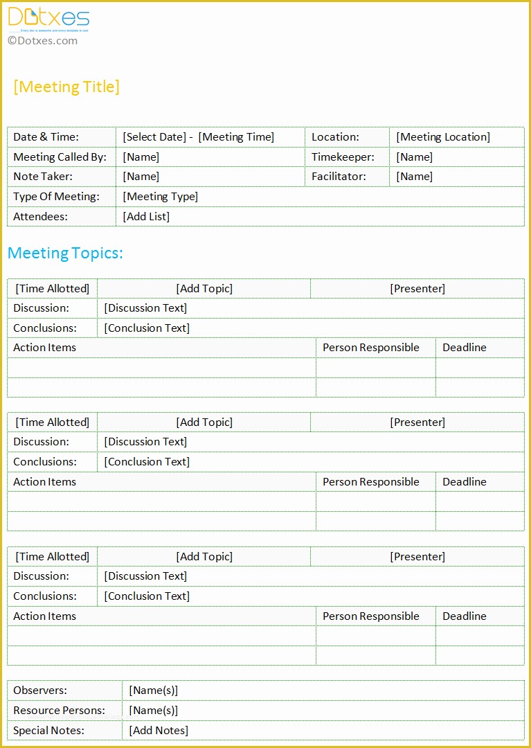 Free Meeting Minutes Template Word Of Minutes Of Meeting Template Standard format Dotxes