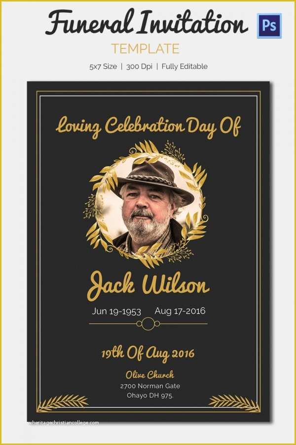 Free Memorial Card Template Of 15 Funeral Invitation Templates – Free Sample Example