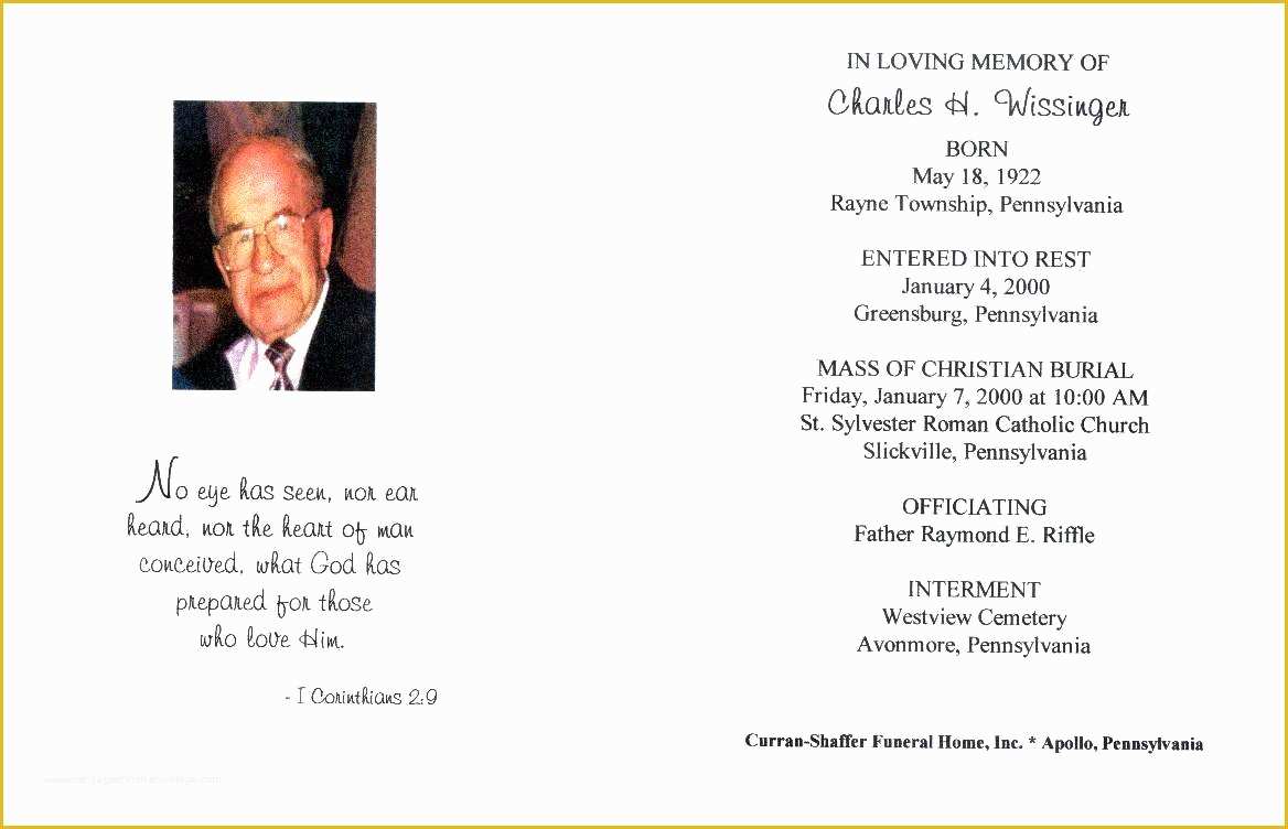 Free Memorial Card Template Of Incredible Gallery Blank Funeral Program Template