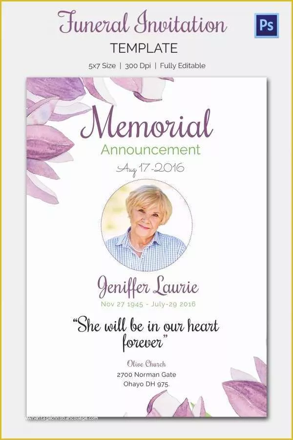 Free Memorial Card Template Of Memorial Invitation Templates Free Templates Resume