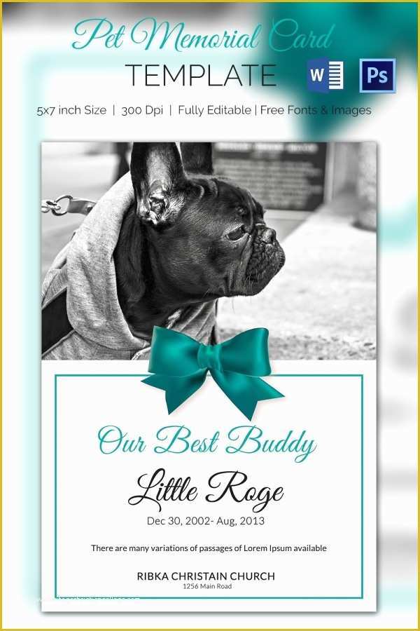 Free Memorial Card Template Of Pet Memorial Card 5 Word Psd format Download