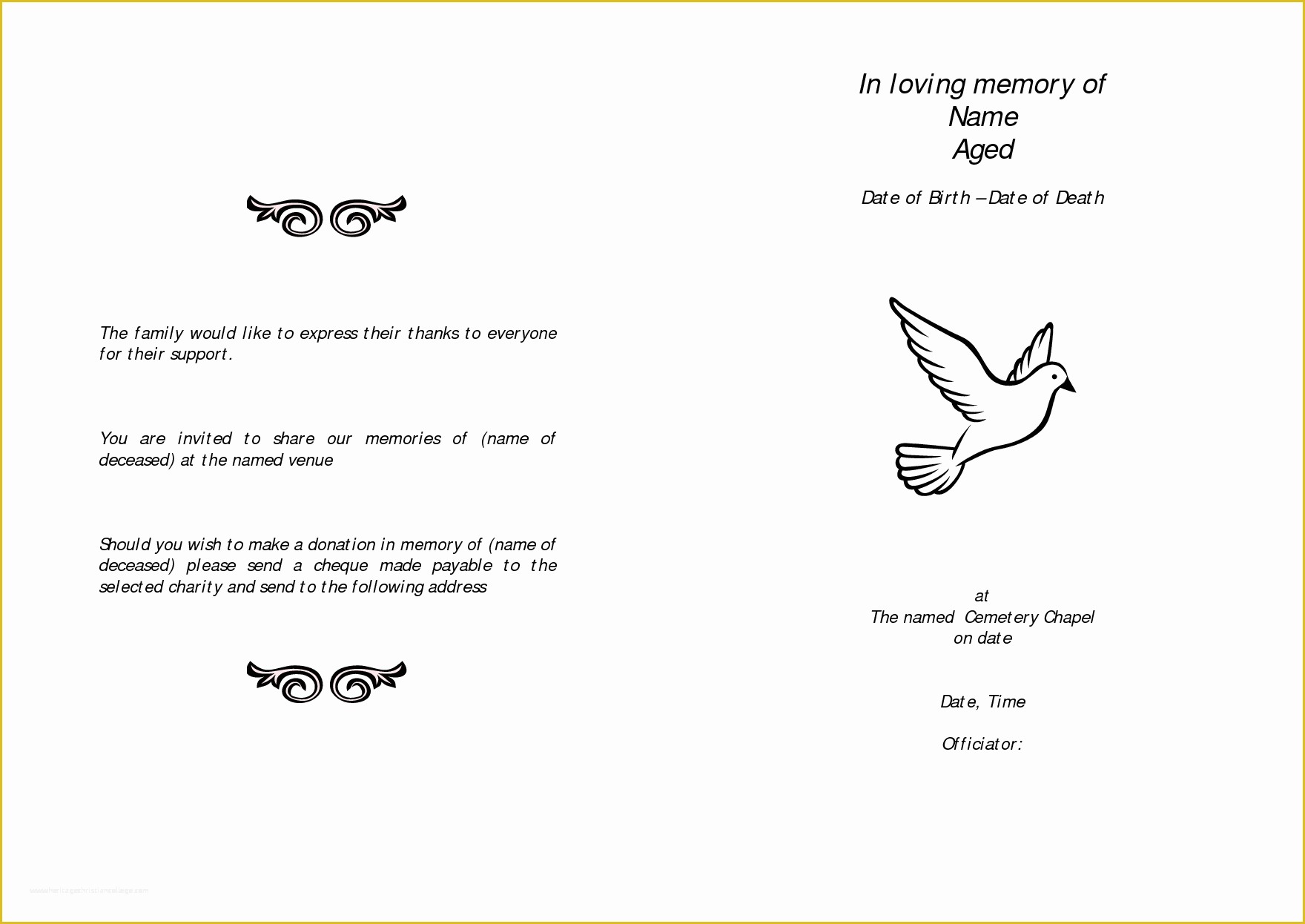 Free Memorial Templates Of 11 Free Funeral Program Templates