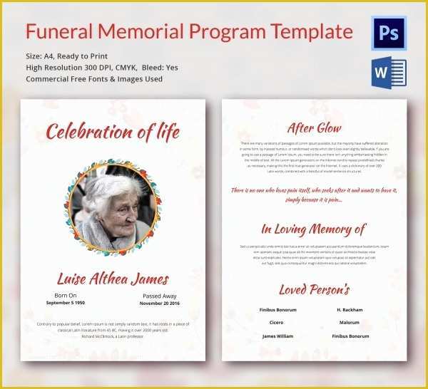 Free Memorial Templates Of 90 Creative Funeral Programs Funeral Program Template