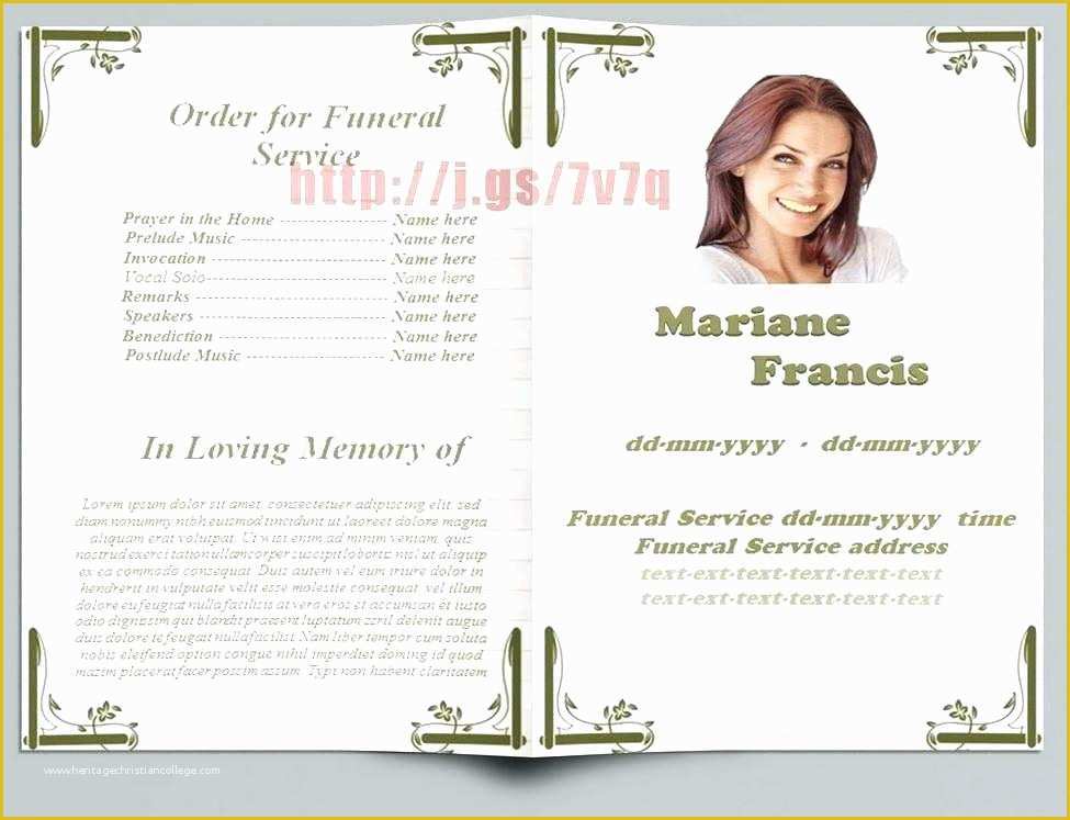 Free Memorial Templates Of Free Christian Funeral Service Program Template In Word