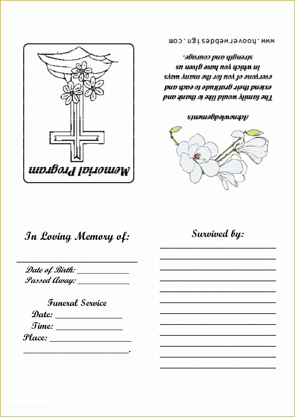 Free Memorial Templates Of Free Funeral Program Template Choice Image Template