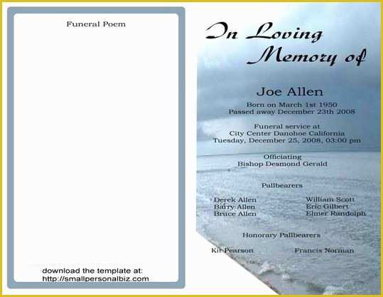 Free Memorial Templates Of Free Funeral Program Templates