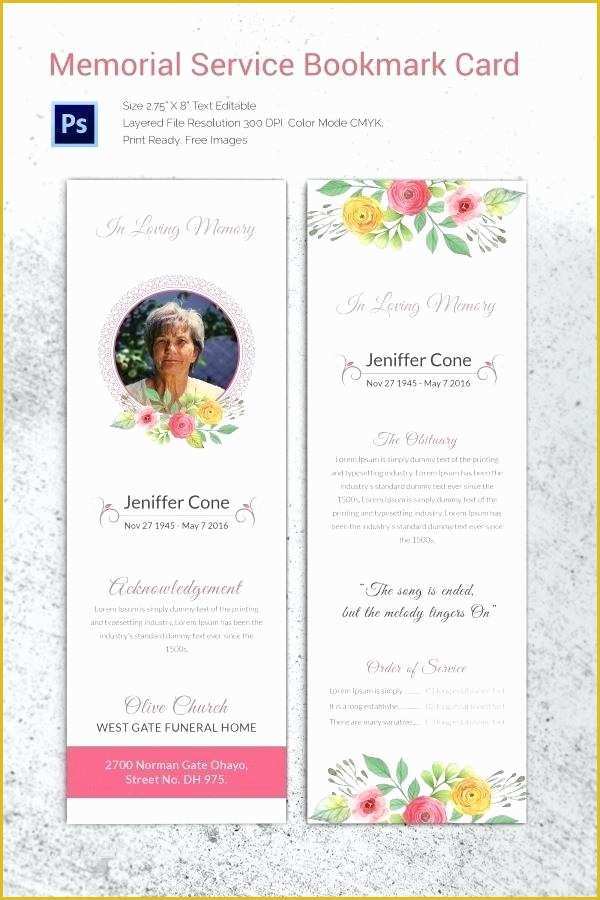 Free Memorial Templates Of Free Memorial Bookmark Template Download Luxury Card