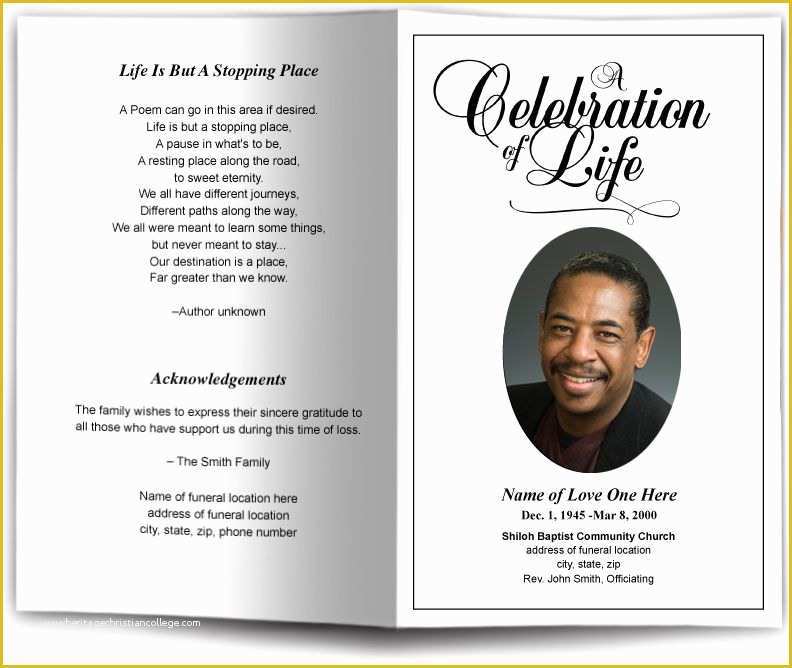 Free Memorial Templates Of Funeral Program Obituary Templates