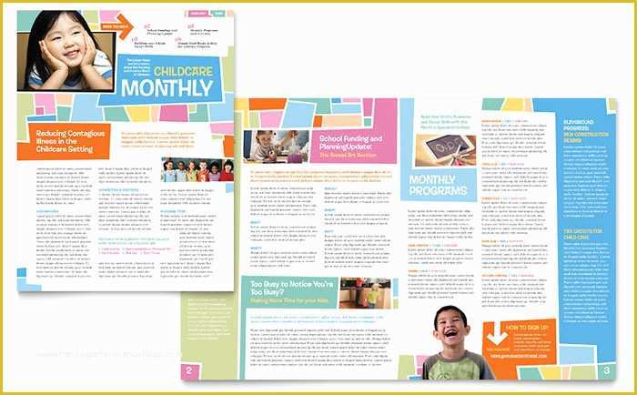 Free Microsoft Publisher Templates Of Preschool Kids & Day Care Newsletter Template Design