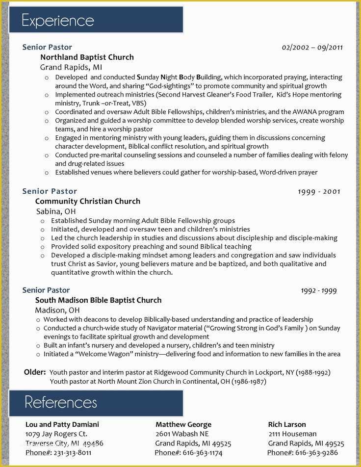 Free Ministry Resume Templates Of 7 Best Resume S Images On Pinterest
