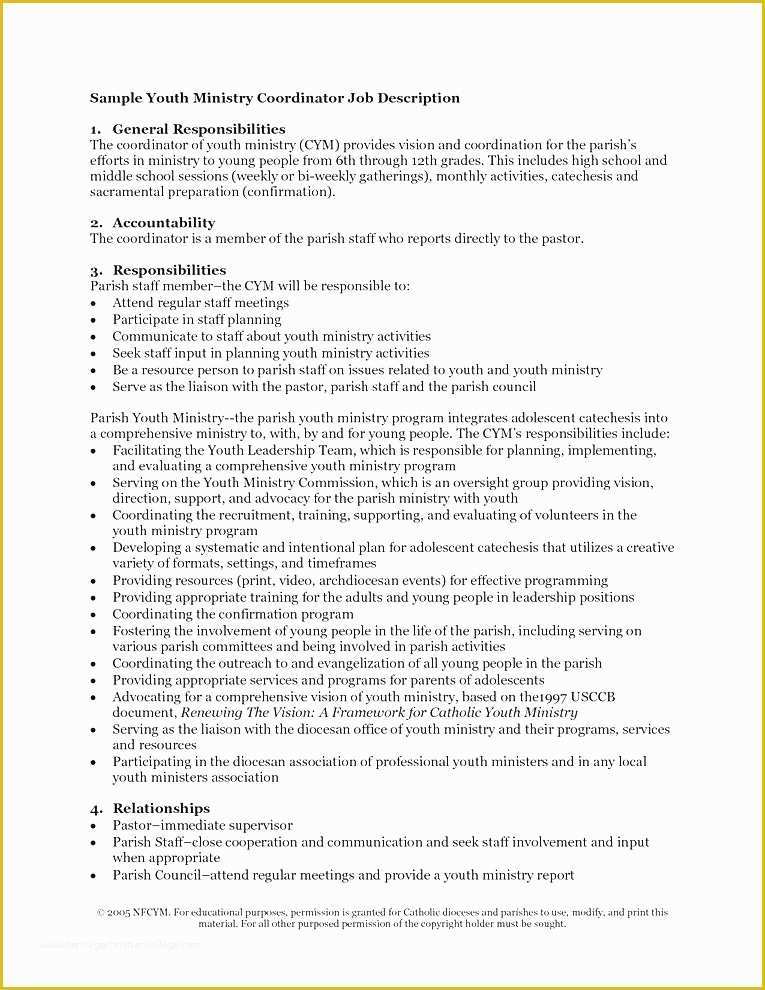 Free Ministry Resume Templates Of Cover Letter Examples for Youth Ministry