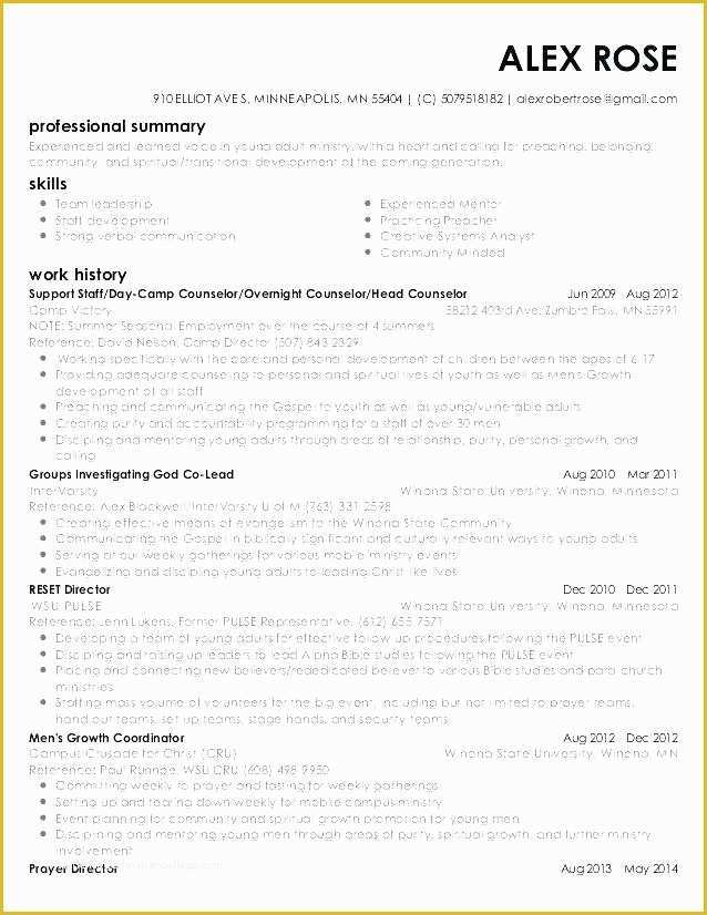 Free Ministry Resume Templates Of Floridaframeandart