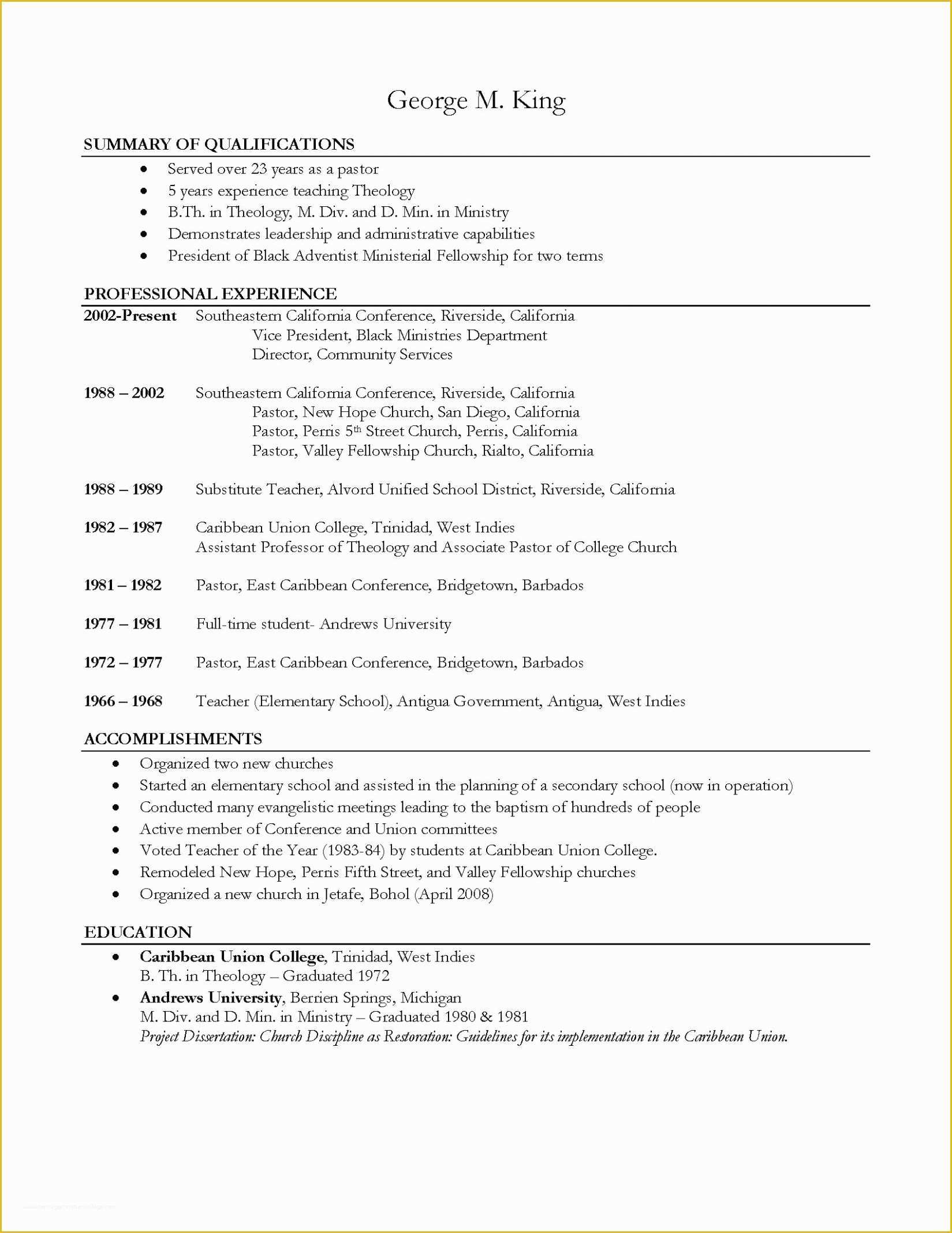 Free Ministry Resume Templates Of Nice Ministry Resume Template 20 Ministry