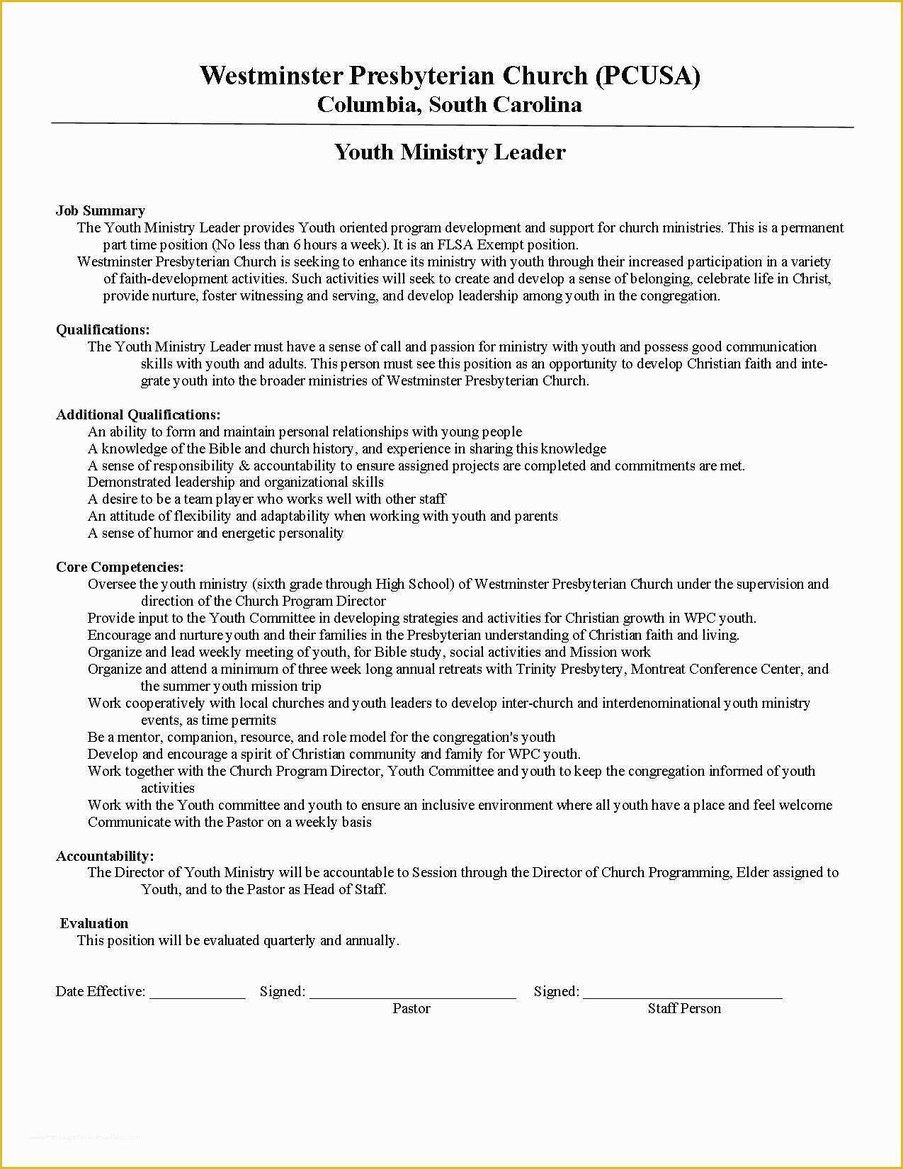 Free Ministry Resume Templates Of Youth Pastor Resumes Resume Ideas