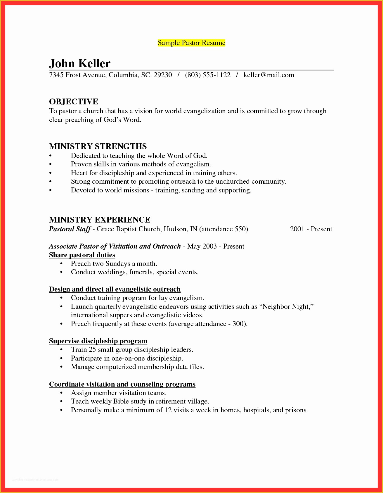 Free Ministry Resume Templates Of Youth Resume Sample