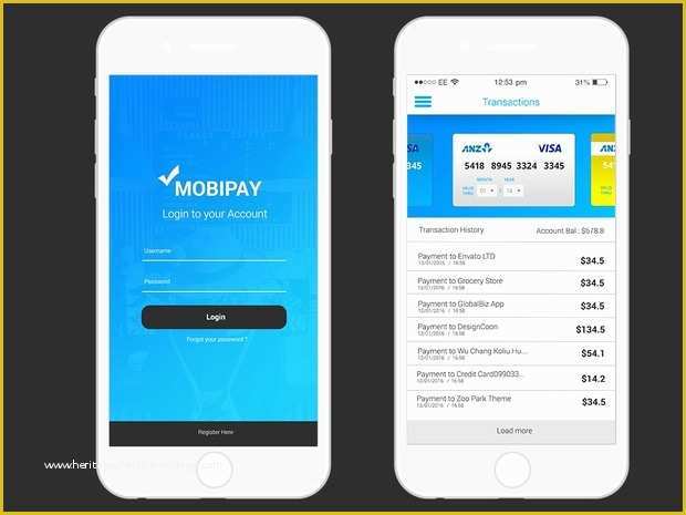 Free Mobile App Templates Of Free Psd Mobile App Payment App Ui Template