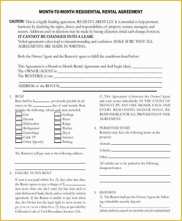 Free Month to Month Rental Agreement Template Of 10 Month to Month Rental Agreement Free Sample Example