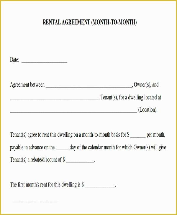Free Month to Month Rental Agreement Template Of 8 Room Rental Agreement form Samples