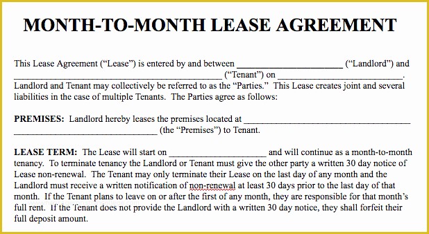 Free Month to Month Rental Agreement Template Of Basic Rental Agreement In A Word Document for Free