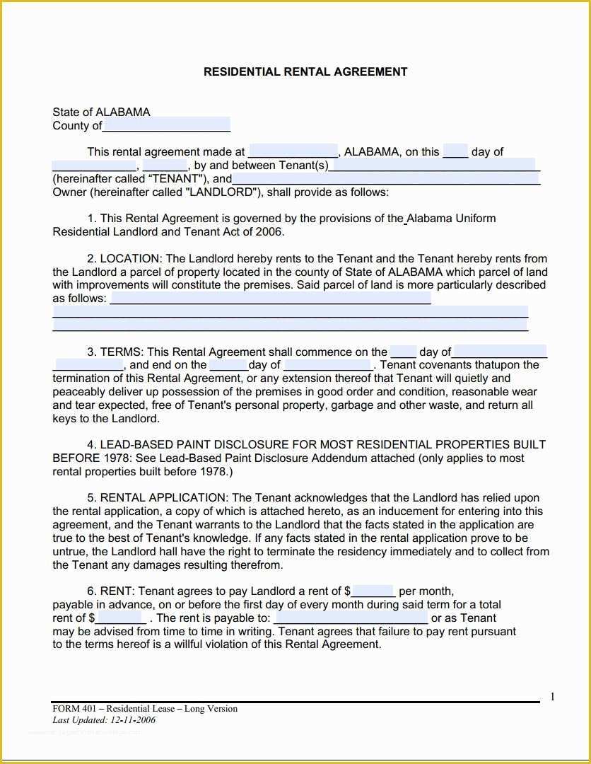 Free Month to Month Rental Agreement Template Of Free Printable Alabama Month to Month Rental Agreement