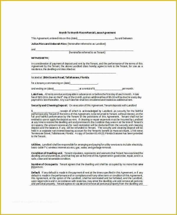 Free Month to Month Rental Agreement Template Of Month to Month Lease Template 4 Free Word Pdf Google