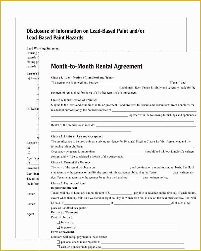 Free Month to Month Rental Agreement Template Of Month to Month Rental Agreement forms and Instructions