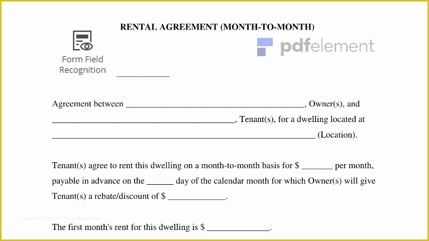 Free Month to Month Rental Agreement Template Of Month to Month Rental Agreement Template Download Edit