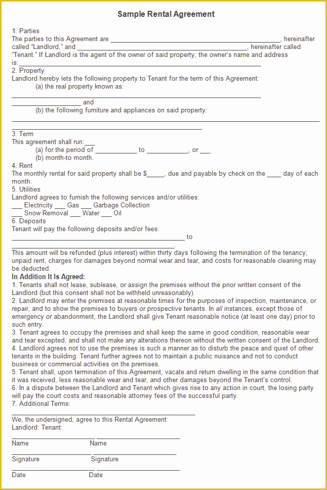 Free Month to Month Rental Agreement Template Of Room Rental Agreement Template