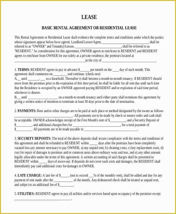 Free Month to Month Rental Agreement Template Of Sample Month to Month Lease form 6 Free Documents In