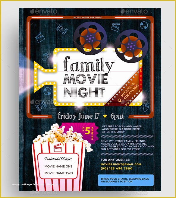Free Movie Night Flyer Template Of 15 Movie Flyer Designs & Templates Psd Word Publisher